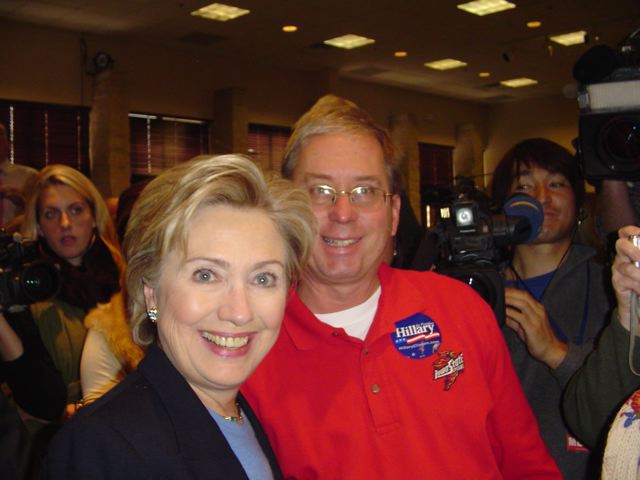 AHS Ames High School 1972 Craig Stephenson with Hillary Clinton in Ames Iowa January 1 2008