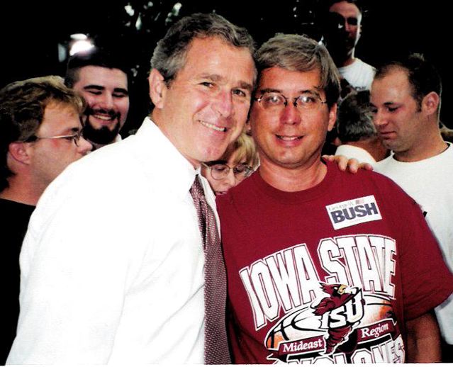 AHS Ames High School 1972 Craig Stephenson with George W. Bush in Ames Iowa 2000
